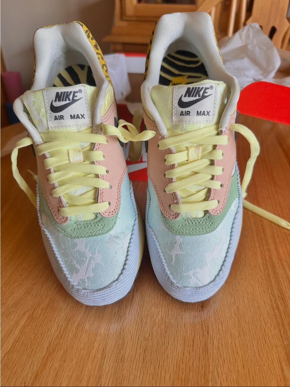 Nike Kids Pastel Lace-Textured Air Max Sneakers - Yellow, Light Green & Pink